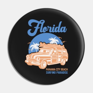 Panama City Beach Florida Surfing Paradise Pin