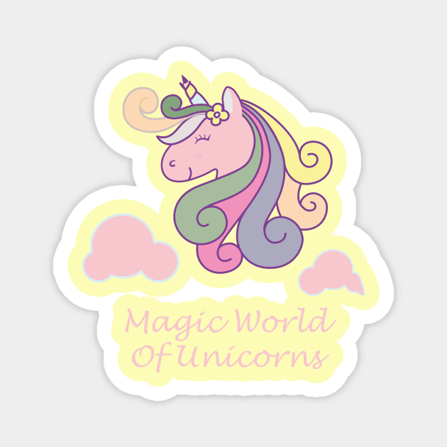 Magic World of unicorns Magnet by Gaming girly arts