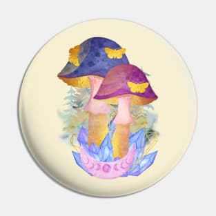 Watercolor Butterflies Mushrooms Moon Phases Garden Forest Crystals Pin