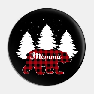 Buffalo Red Plaid Momma Bear Matching Family Christmas Pin