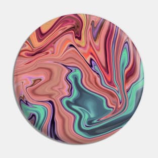 Liquid Marble, Swirling Pink and Teal Pin