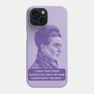 Simone de Beauvoir Portrait and Quote Phone Case