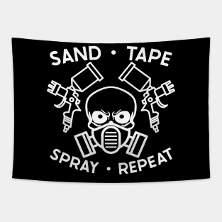 Sand Tape Spray Repeat Auto Body Mechanic Painter Garage Funny Tapestry