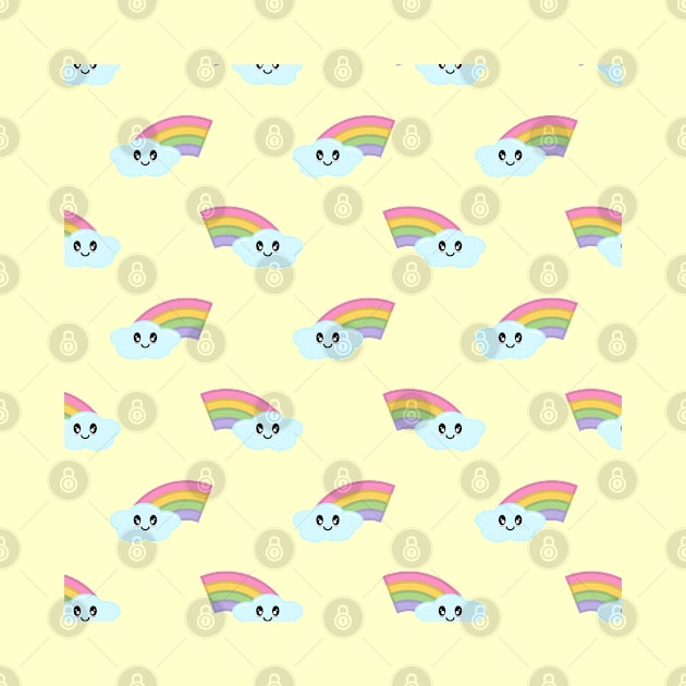 Kawaii Cute Rainbow Pattern in Yellow by Kelly Gigi