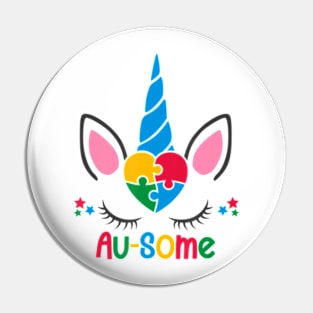 Autism Awareness Unicorn Heart Puzzle Piece For Princess Pin