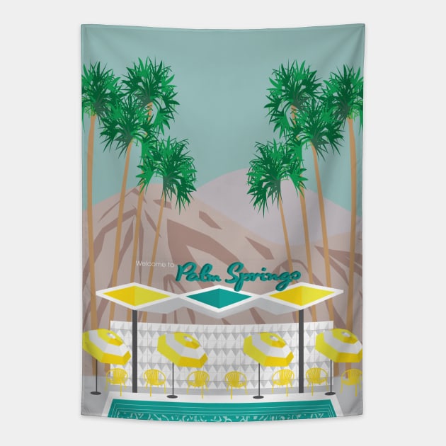 Palm Springs Pool Tapestry by jenblove