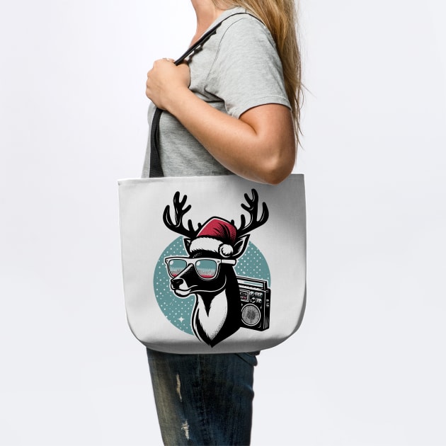 Retro Christmas Reindeer Santa Hat by Frank Ring