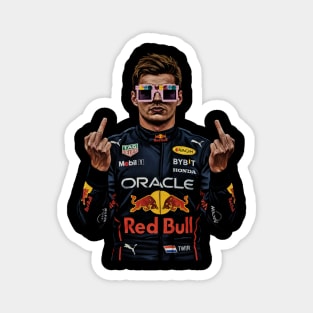 Memem Max Verstappen Middle finger Black white 90s Magnet