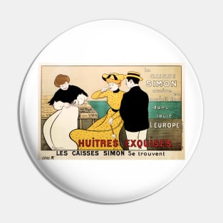 Caisse Simon HUITRES EXQUISES OYSTERS by Leonetto Cappiello Vintage French Art Deco Pin