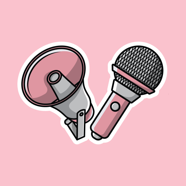 Megaphone and Microphone Speaker Sticker vector illustration. Marketing time concept design. Announcement speaker sticker object icon design. by AlviStudio