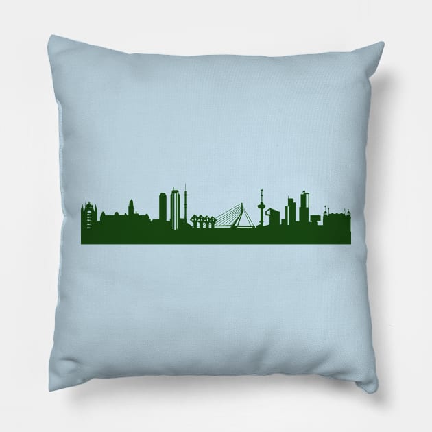 ROTTERDAM skyline in forest green Pillow by 44spaces