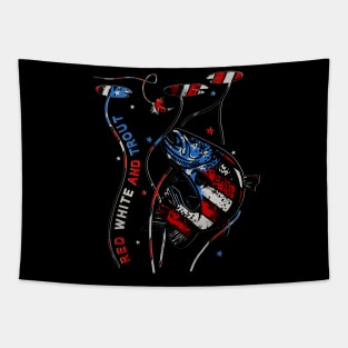 Red White and Trout American Flag Trout Fishing Fisherman Tapestry