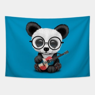 Baby Panda Playing Dominican Flag Guitar Tapestry