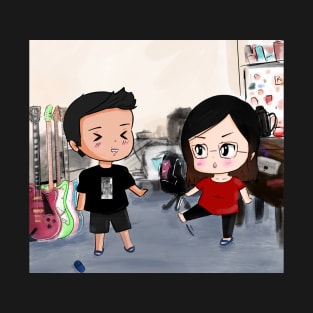 Cute girl and boy fighting T-Shirt