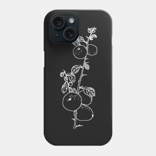 Fruitbranch in white on black. Phone Case