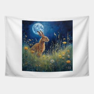 Moonlit Reverie: The Hare's Serenity 03 Tapestry