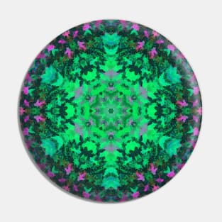 Digital Mandala Green and Purple Pin