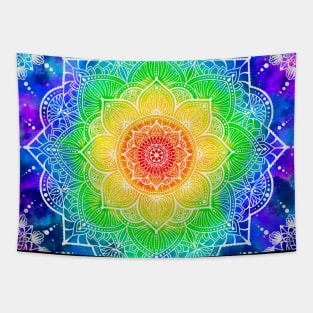 Rainbow Mandala Tapestry