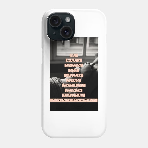 My body’s on time out until it stops throwing temper tantrums Pink typography reading black and white statue Phone Case by penandbea