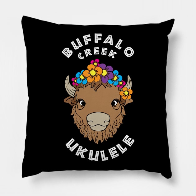 Buffalo Creek Ukulele_White Text Pillow by Sara Howard