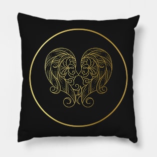 Gemini Zodiac Art Gold Pillow