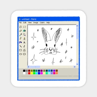 Cute rabbit Ms Paint drawing Magnet