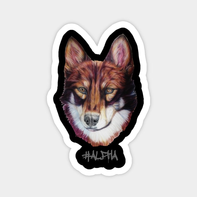 alpha wolf head Magnet by candimoonart