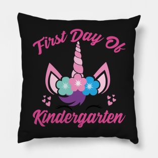 Unicorn With Pink Text | First Day of Kindergarten Pillow