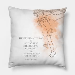 curiosity quote  woman drawing Pillow