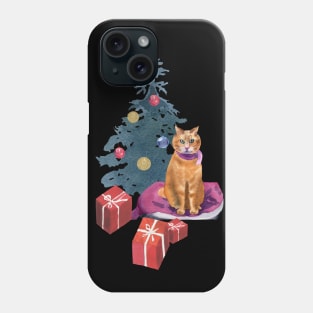 Christmas with a cat Phone Case