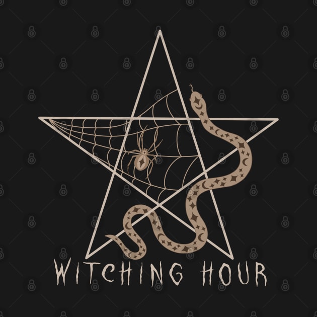 The Witching Hour Pentagram with Snake and Spider by MadelaneWolf 