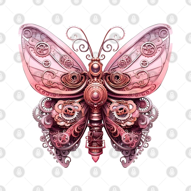 Pink Steampunk Butterfly by Chromatic Fusion Studio