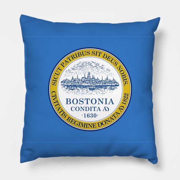 Flag of Boston Massachusetts Pillow by brigadeiro