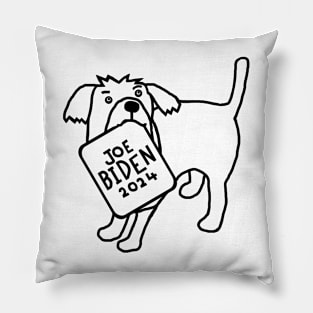 Dog with Joe Biden 2024 Sign Line Drawing Pillow