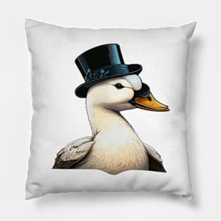 Cute duck with top hat Pillow