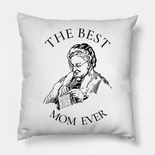 THE BEST KNITTING CRAFTS MOM LINE ART SIMPLE VECTOR STYLE, MOTHER OLD TIMES Pillow