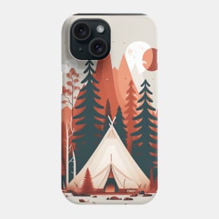 Camping In tent, Adventure in the Forest, Minimal Phone Case