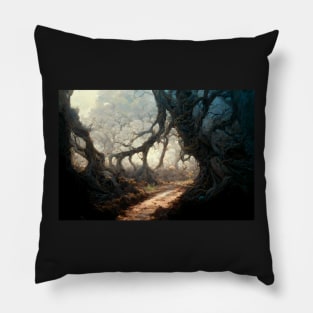 Down the Rabbit Hole Forest Landscape Pillow