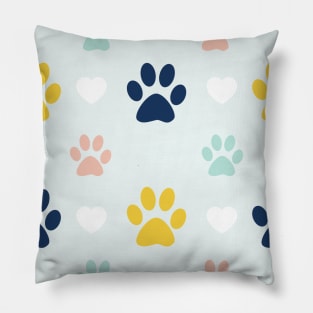 Colorful Puppy Dog Paw Pattern Pillow