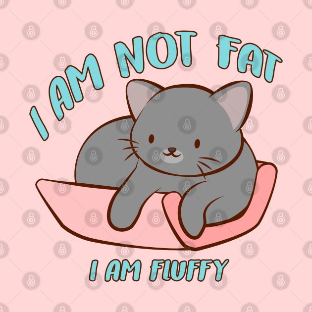 I am not fat Kawaii Kitty Cat by Irene Koh Studio