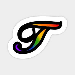 Rainbow Cursive Letter T Magnet