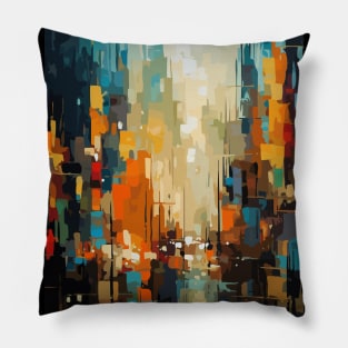 Colorful Cityscape Abstract Art Pillow