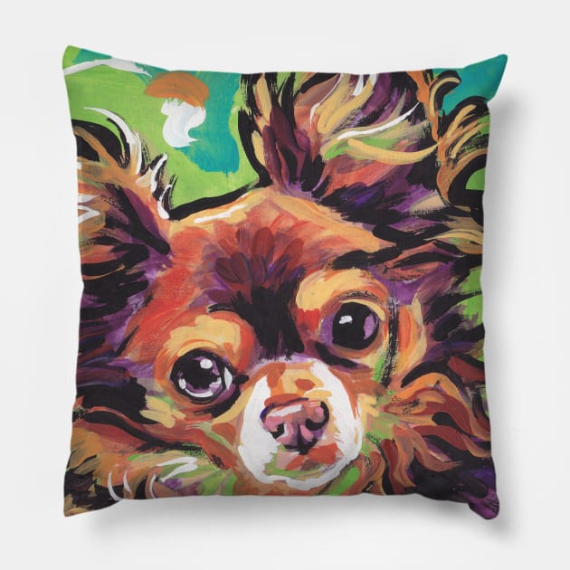 Chi Chi Dog Bright colorful pop dog art Pillow by bentnotbroken11