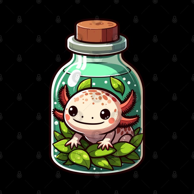 Kawaii Axolotl in Water Plant Bottle by TomFrontierArt