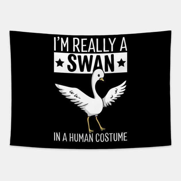 I'm Really A Swan In A Human Costume Halloween Funny Tapestry by crowominousnigerian 