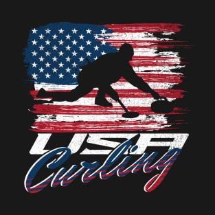 Vintage American Flag USA Curling T-Shirt