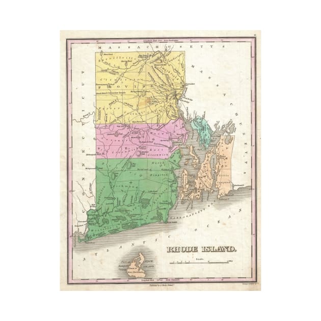 Vintage Map of Rhode Island (1827) by Bravuramedia