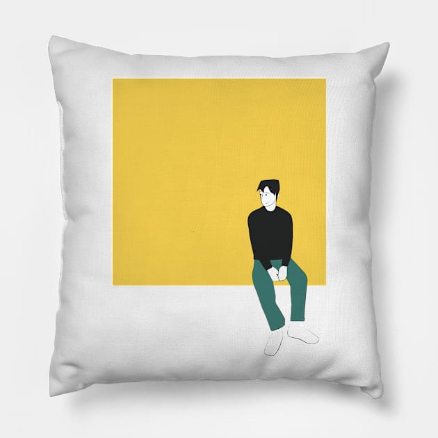 Guy Sitting and Reflecting Pillow by echosantos