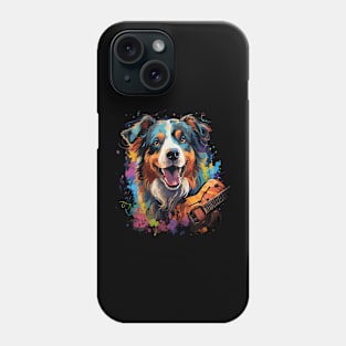 Australian Shepherd Playing Guitar Phone Case