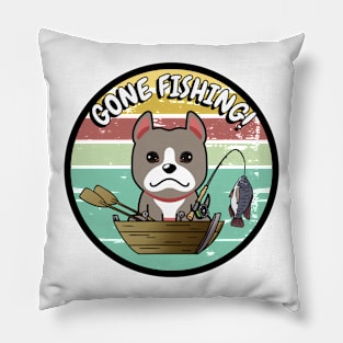 Cute grey dog has gone fishing Pillow